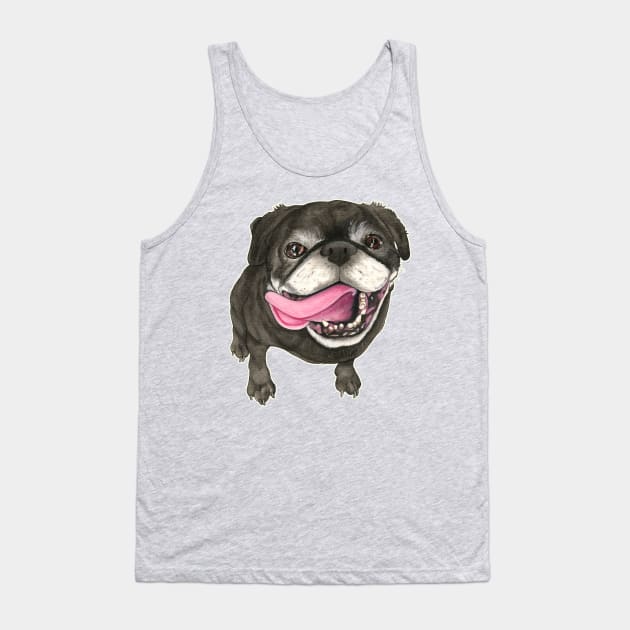 Dog Black Pug Tank Top by PaperTigress